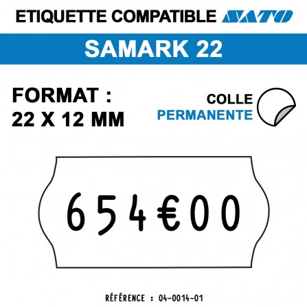 Étiquettes permanentes pour étiqueteuse SAMARK 22 - 22x12