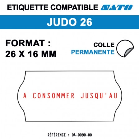 1200 Étiquettes "A consommer jusqu'au" pour étiqueteuse JUDO 26 - 22x16
