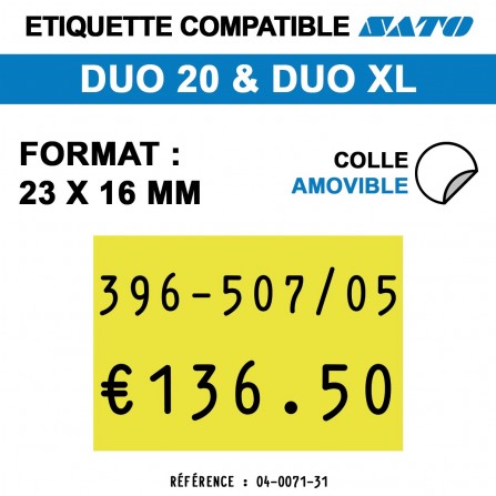 1200 Étiquettes jaunes fluo amovibles pour étiqueteuse SATO 20 - 23x16