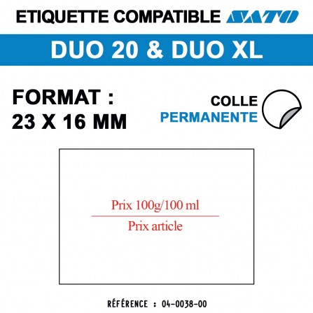 1200 Étiquettes "100g/100ml" pour étiqueteuse SATO 20 - 23x16