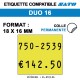 1500 Étiquettes jaunes permanentes pour étiqueteuse SATO DUO 16 - 18x16