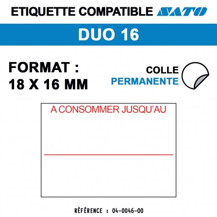 1500 Étiquettes "A consommer jusqu'au" pour étiqueteuse SATO DUO 16 - 18x16