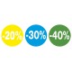 Lot de 3 stickers vitrines soldes - 20% 30% 40%