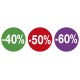 Lot de 3 stickers vitrines soldes - 40% 50% 60%