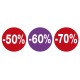 Lot de 3 stickers vitrines soldes - 50% 60% 70%
