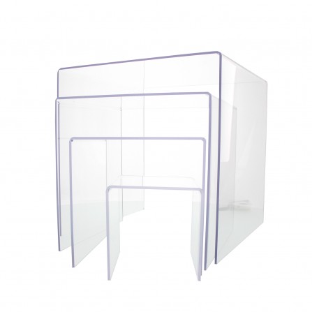 Tables gigognes carrées transparentes en plexiglas